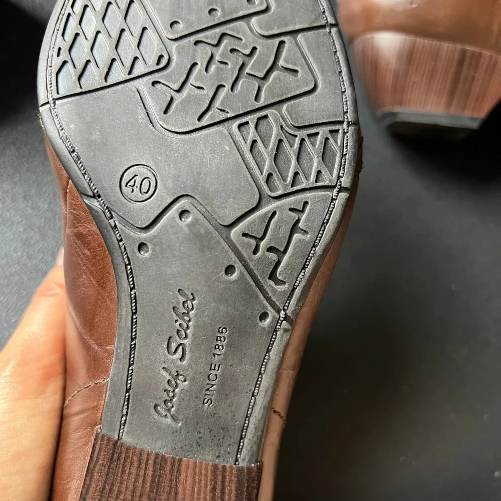 Josef Seibel Brown Leather Block Heel Booties 40 US 9.5 Comfort Shoes Academia